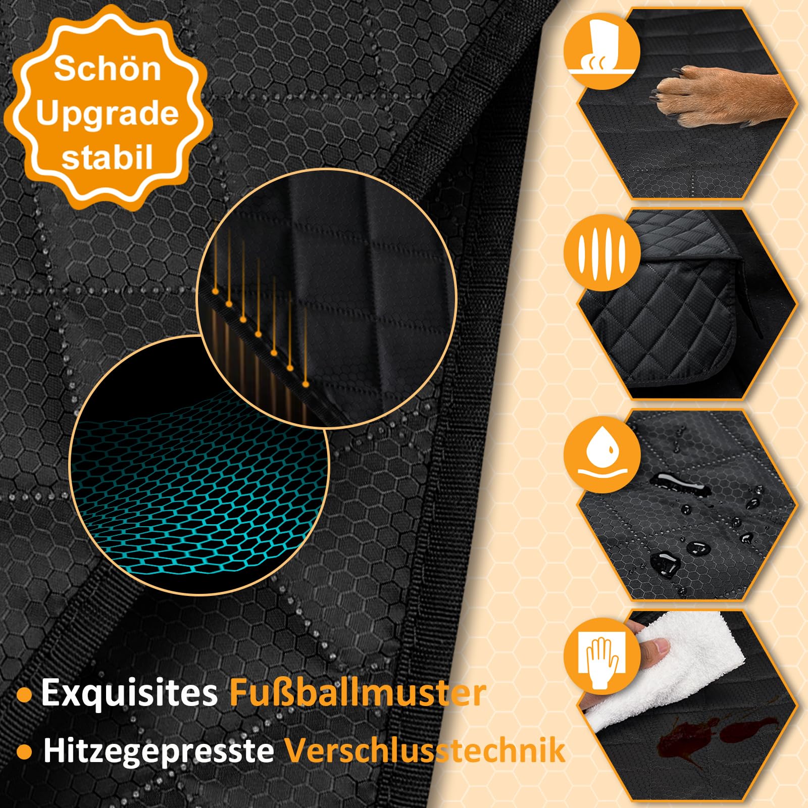 Angooni Auto Hundedecke Rücksitz - Hundedecke Auto Rückbank mit Isofix für Kindersitz (135×120cm) - Wasserdicht, Rutsch, Kratzfeste Hundeschutz Auto Rückbank - Rückbank Hundeschutz Universelle