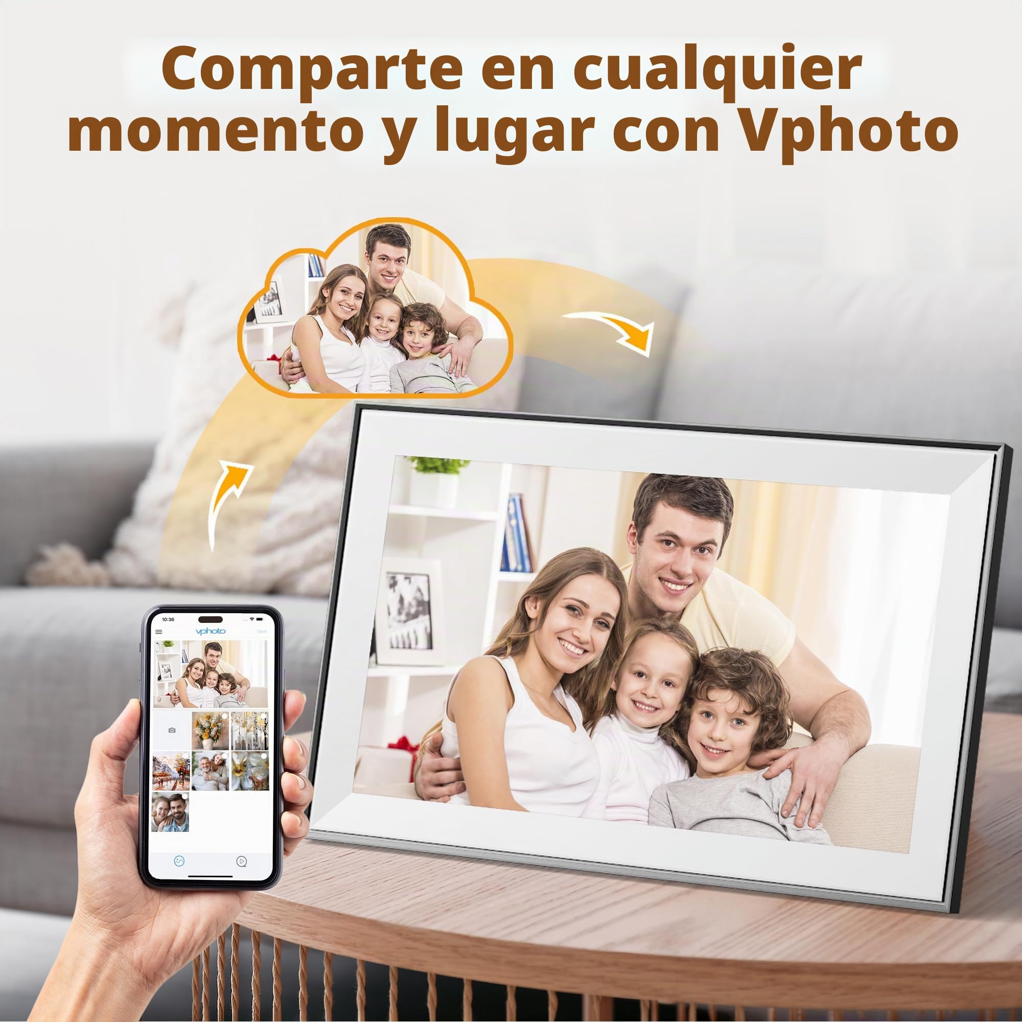 Dragon Touch Marco de Fotos Digital Grande de 15.6 Pulgadas, Regalos para Halloween, Marco de Fotos Digital WiFi, Pantalla táctil FHD 1080P, rotación automática, comparte Fotos/Videos al Instante a