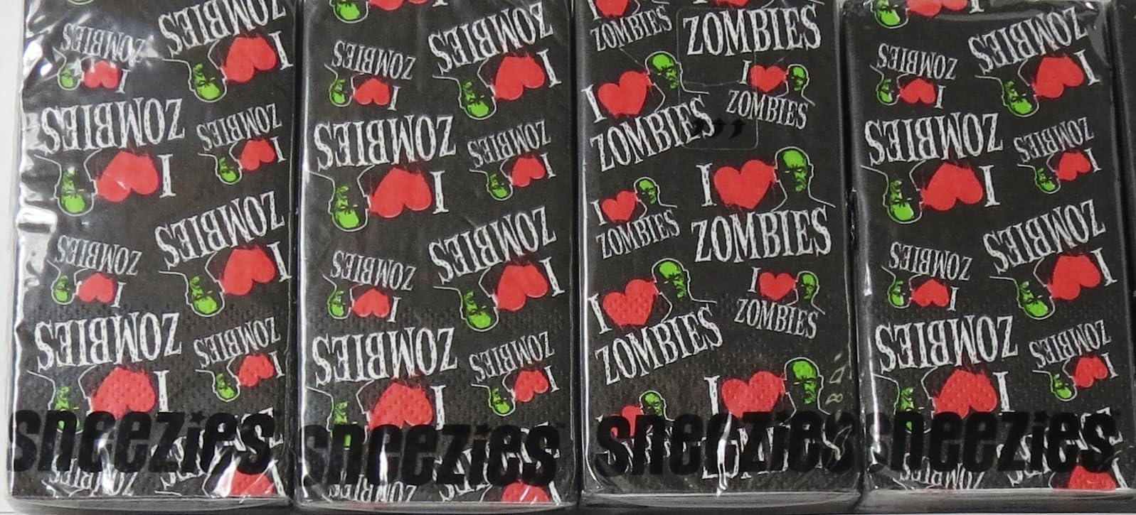 Sneezies- 3-ply Pocket Packs Facial Tissues (4 Packs of 10 Tissues) (Zombies)