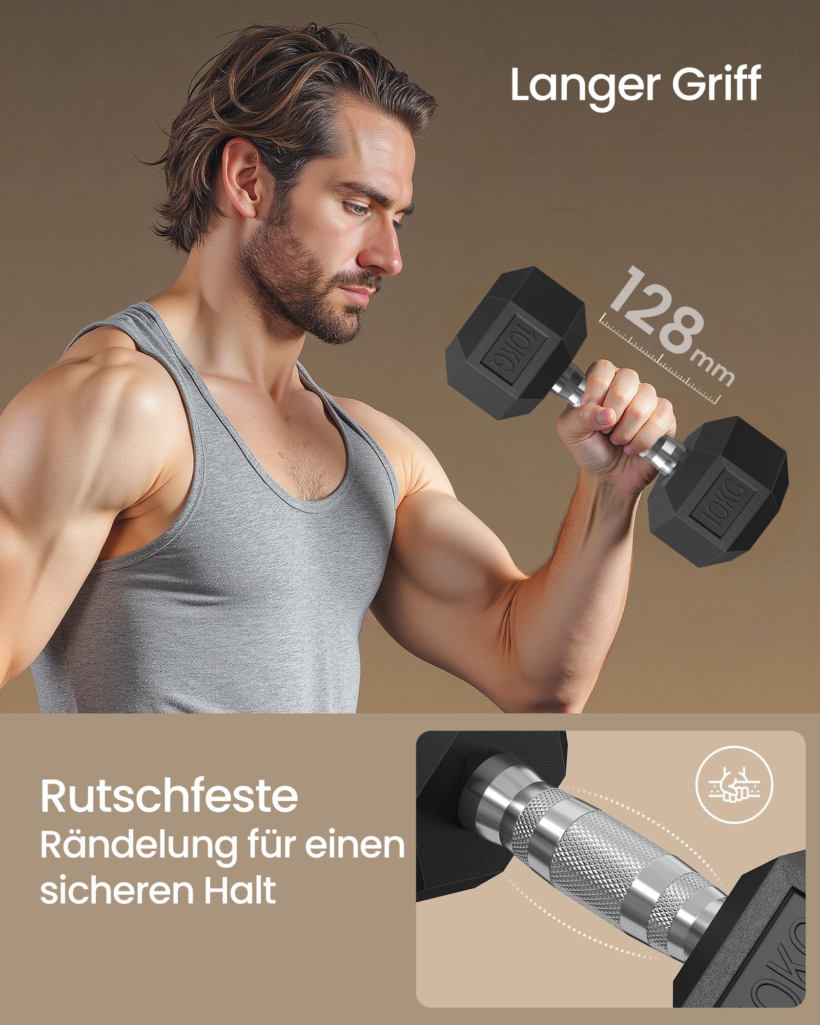 SONGMICS Hantelset, Hanteln 2er Set, Hexagon, Kurzhantel-Set, 2 x 5 kg,2 x 10 kg,für Workout, Fitnesstraining, Gewichtheben für Zuhause, Fitnessstudio