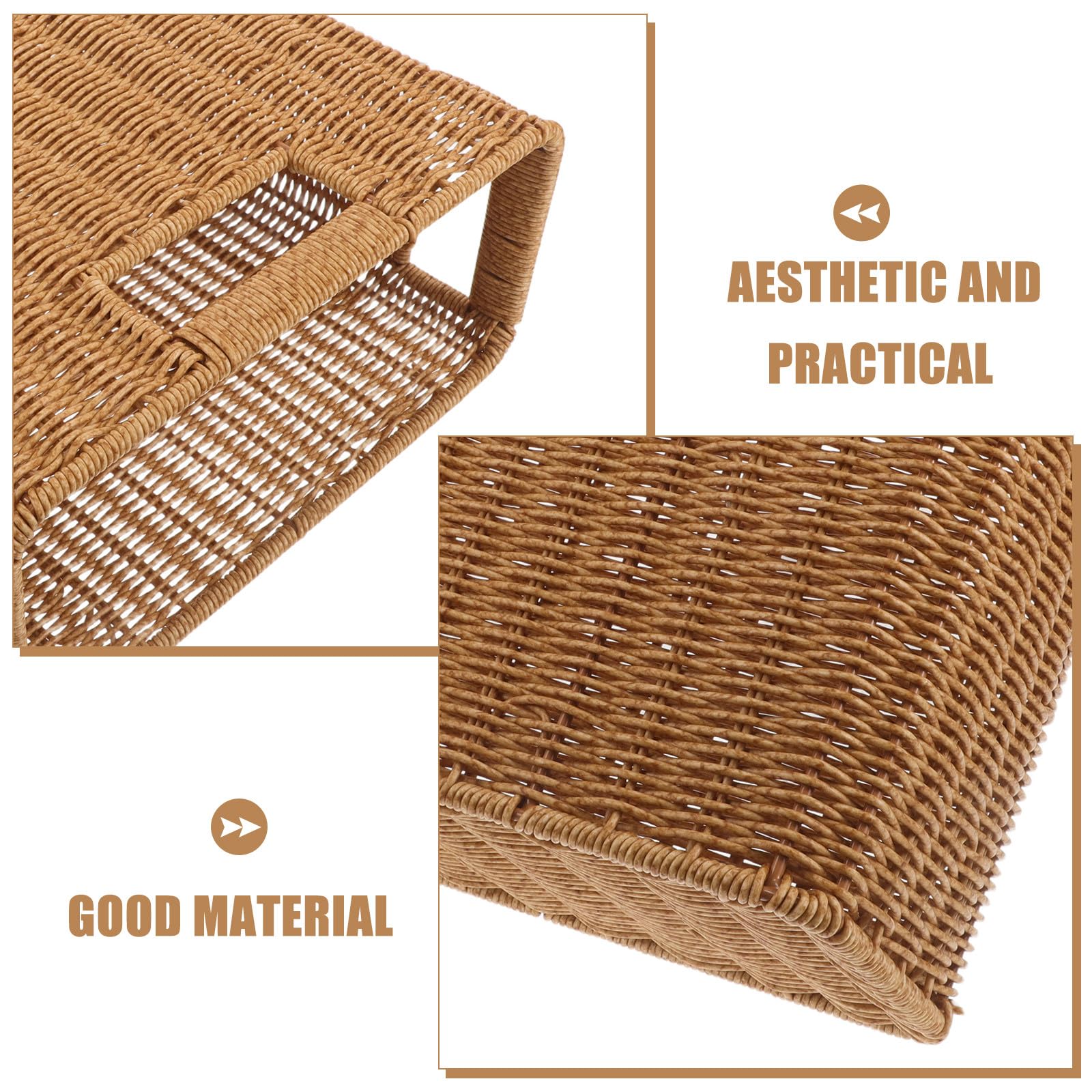Cesta de almacenamiento multiusos: cestas portátiles de mimbre marrón oscuro con asas para encimeras de cocina y baño, organizador de revistas.