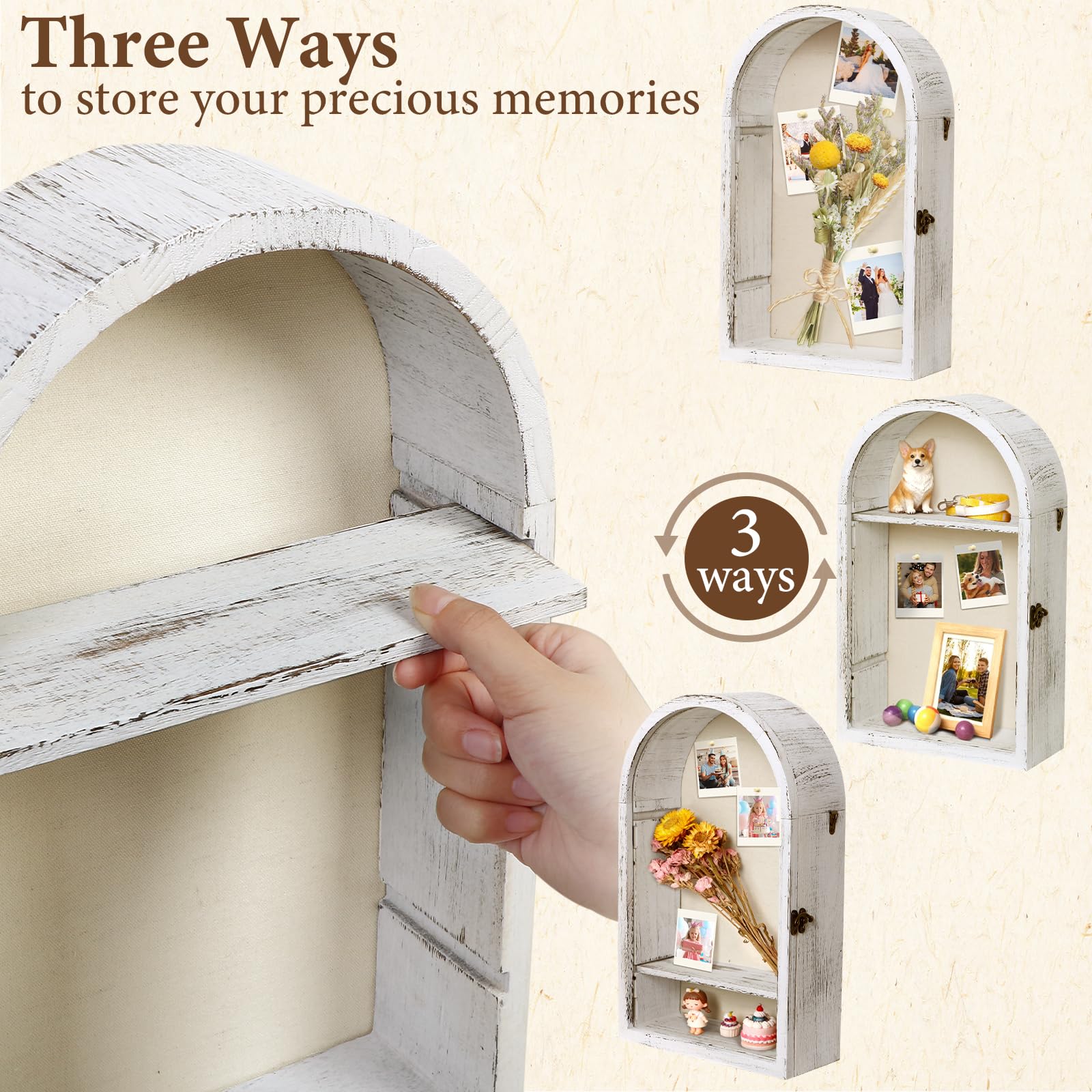 Caja de Sombra Marcos con Profundidad Blanco Marcos de Fotos 3D Blanco | Dremisland Preencher con Puerta Batiente Marco de Objetos Marco de Madera Profunda para Medallas Flores Ramo Boletos