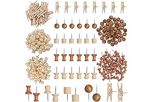 230 Pieces Wood Push Pin Decorative Thumb Tacks Wooden Head Pin Wood...