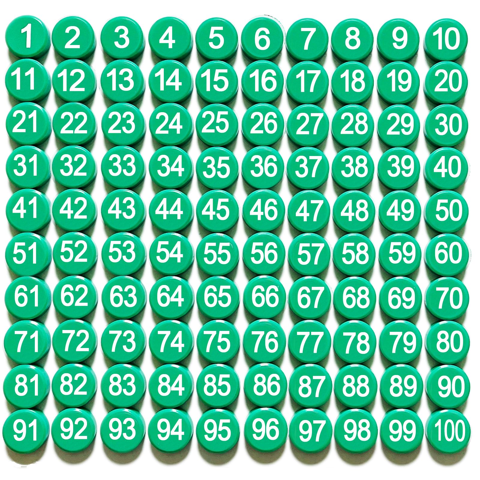 1-100 Magnetic Numbers, Magnets with Number for Dry Erase Boards, Round Number Refrigerator Magnets for Whiteboard in Home and Office (0.8" Diameter, Green)