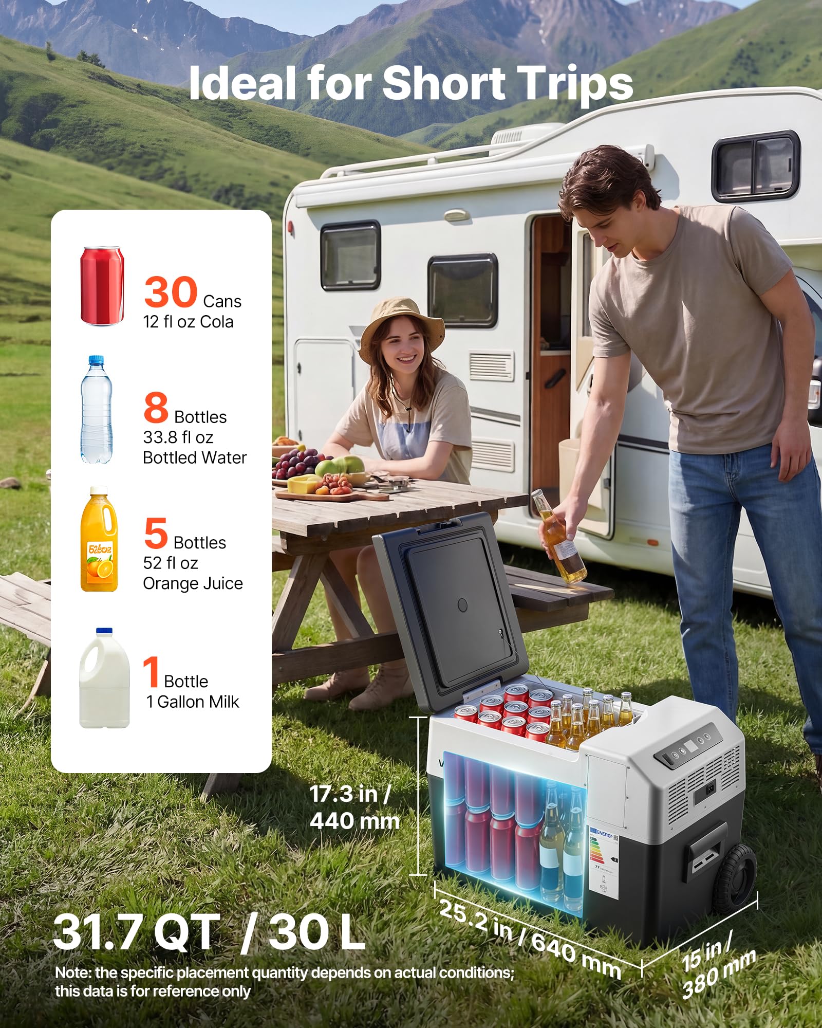 VEVOR Frigorifero per Auto Portatile, Frigorifero per Auto con Ruote Maniglia Capienza 30 L Controllo APP, Temperatura tra -22°C a 10°C, Congelatore Elettrico per Camper SUV da Campeggio Viaggio