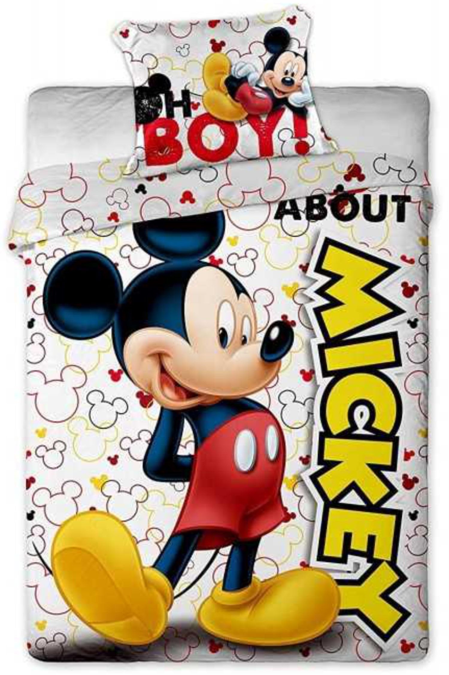 Parure de lit Mickey Disney - housse de couette taie lit 1 personne - 140 x 200 cm + 63 x 63 cm