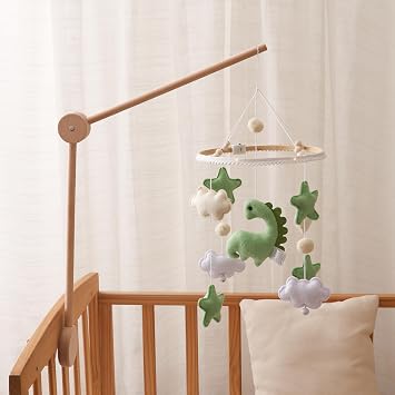 GOODMOM Crib Mobile Arm Wooden Holder - Baby Mobile Hanger with 360 Vertical Adjustment, Stabilizing Attachment for Added Safety, Mobile Arm for Crib, Sturdy & Secure Design for Nursery Mobile