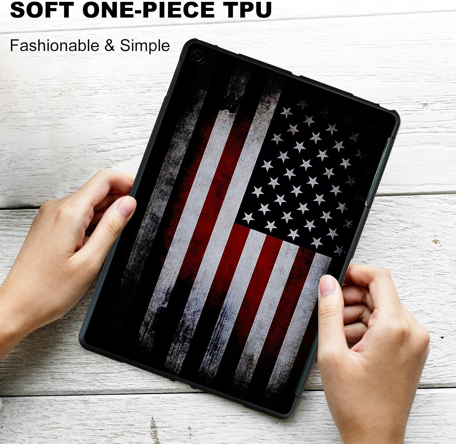 Tablet Case for iPad 9th/8th/7th Generation Case 10.2'', Slim Lightweight Transparent Shockproof Soft TPU Protective Case Soft Cover for iPad 10.2 Inch 2021/2020/2019, American Flag
