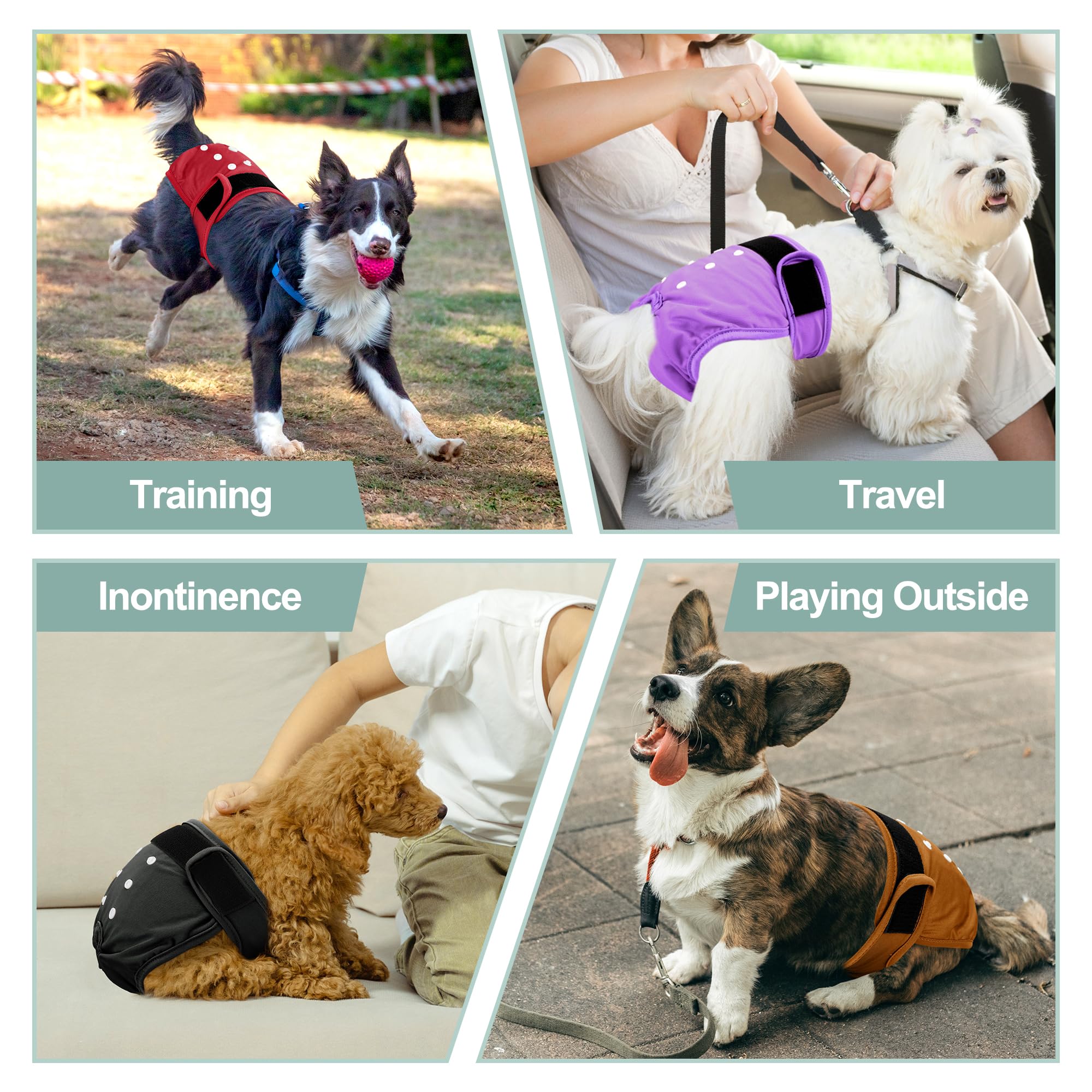 Pañales para perras, 5 unidades, pañales reutilizables de alta calidad para perritas en celo, pañales altamente absorbentes para incontinencia de mascotas, rojo, talla S
