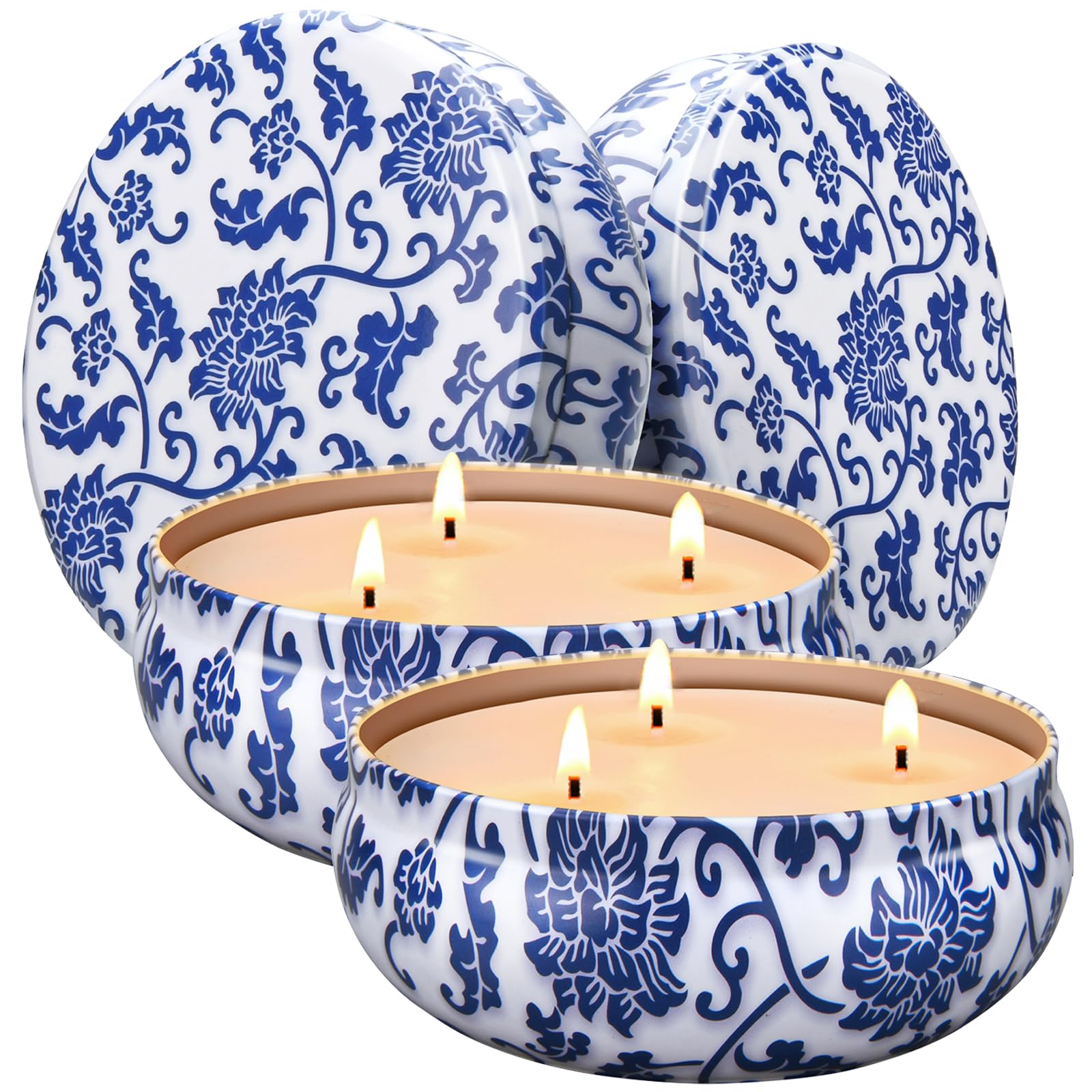 Housecret Citronella Candles Outdoor & Indoor, Large 4 x 13.5oz 3-Wick Outside Highly Scented Natural Soy Candles for Home Patio, 180 Hours Long Lasting Burn for Garden Yard Balcony, Summer Camping