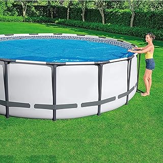 HOUKAI Capa flutuante para piscina, (azul) cobertor de retenção de calor de 1,22 m, mantém fora as folhas, detritos e sujeira, conjunto rápido, cobertor de retenção de calor para piscina