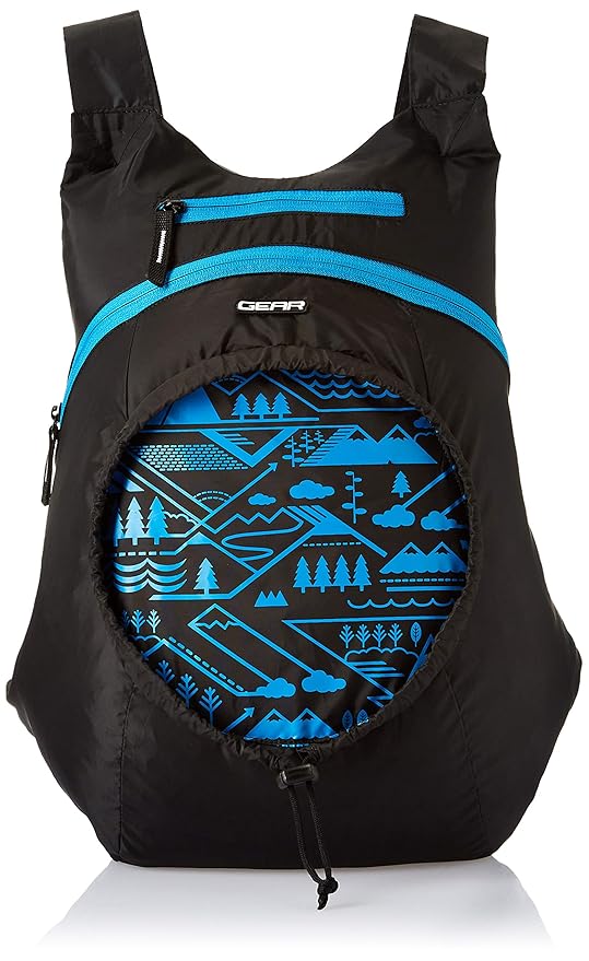 Gear CarryOn 16L Foldable Water Resistant School Bag//Backpack/College Bag for Men/Women – Blue Black at Rs. 165