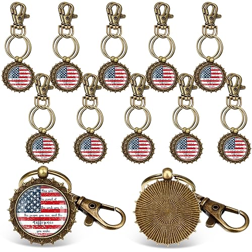 Tondiamo 20 Pcs American Flag Keychains 250th Anniversary 4th of