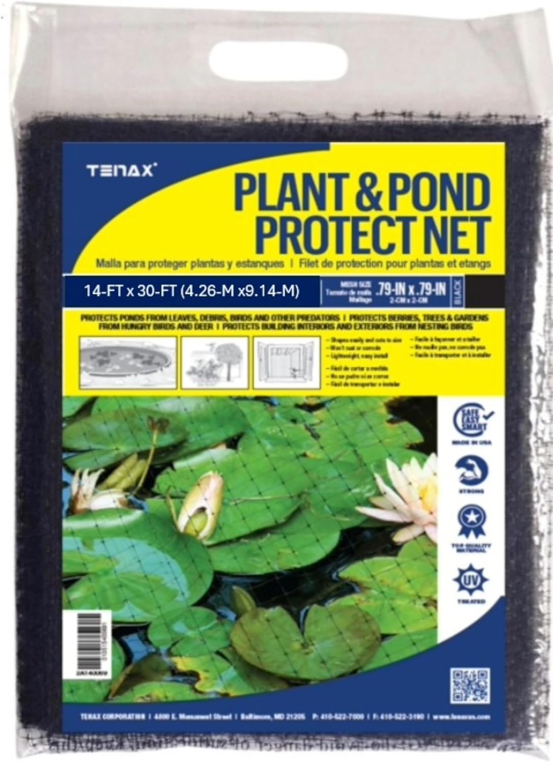 Tenax 2A170104 Polypropylene Mesh Plant and Pond Netting, 14' x 75', Black