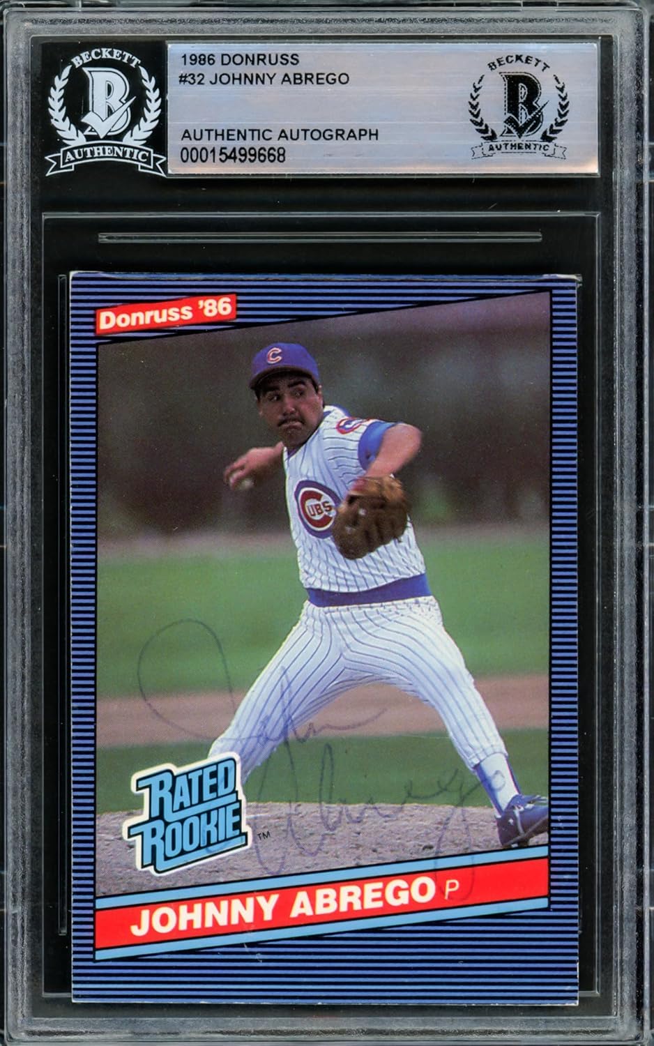 Johnny Abrego Autographed 1986 Donruss Rated Rookie Card #32 Beckett BAS #15499668