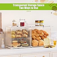 Vista 4 de Panera de doble capa para encimera de cocina, recipiente de pan transparente, almacenamiento de pan grande, cajas de pan para encimera de cocina