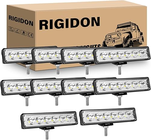 RIGIDON 10PCS 18W LED Fog Lights,Mini Spot LED Work Light Single Row Driving Off-Road LED Light Bar for Truck Pickup ATV UTV 4X4WD Forklift SUV RIGIDON 10PCS 18W LED Fog Lights,Mini Spot LED Work Light Single Row Driving Off-Road LED Light Bar for Truck Pickup ATV UTV 4X4WD Forklift SUV