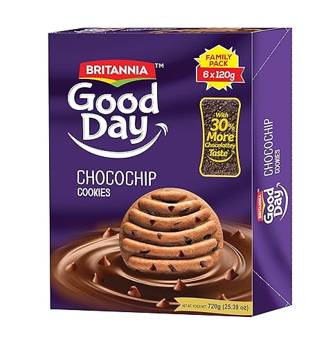 BRITANNIA Good Day Choco Chips Galletas de 25.39 onzas (25.40 oz) – Snacks para el desayuno y el té – Deliciosas galletas de comestibles – Halal y
