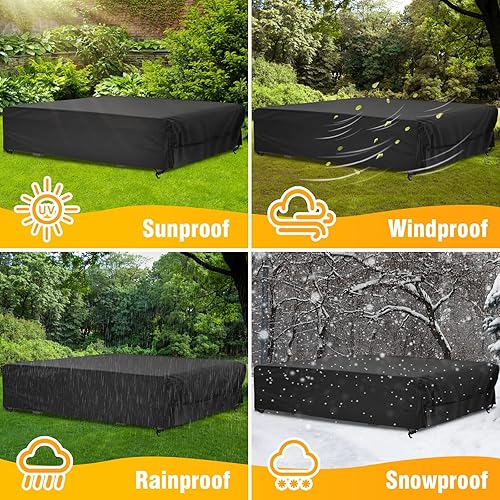 Miniatura 6 de elway - Juego de fundas impermeables para muebles de patio, para exteriores, tamaño grande de 126 pulgadas de largo x 126 pulgadas de ancho x 28