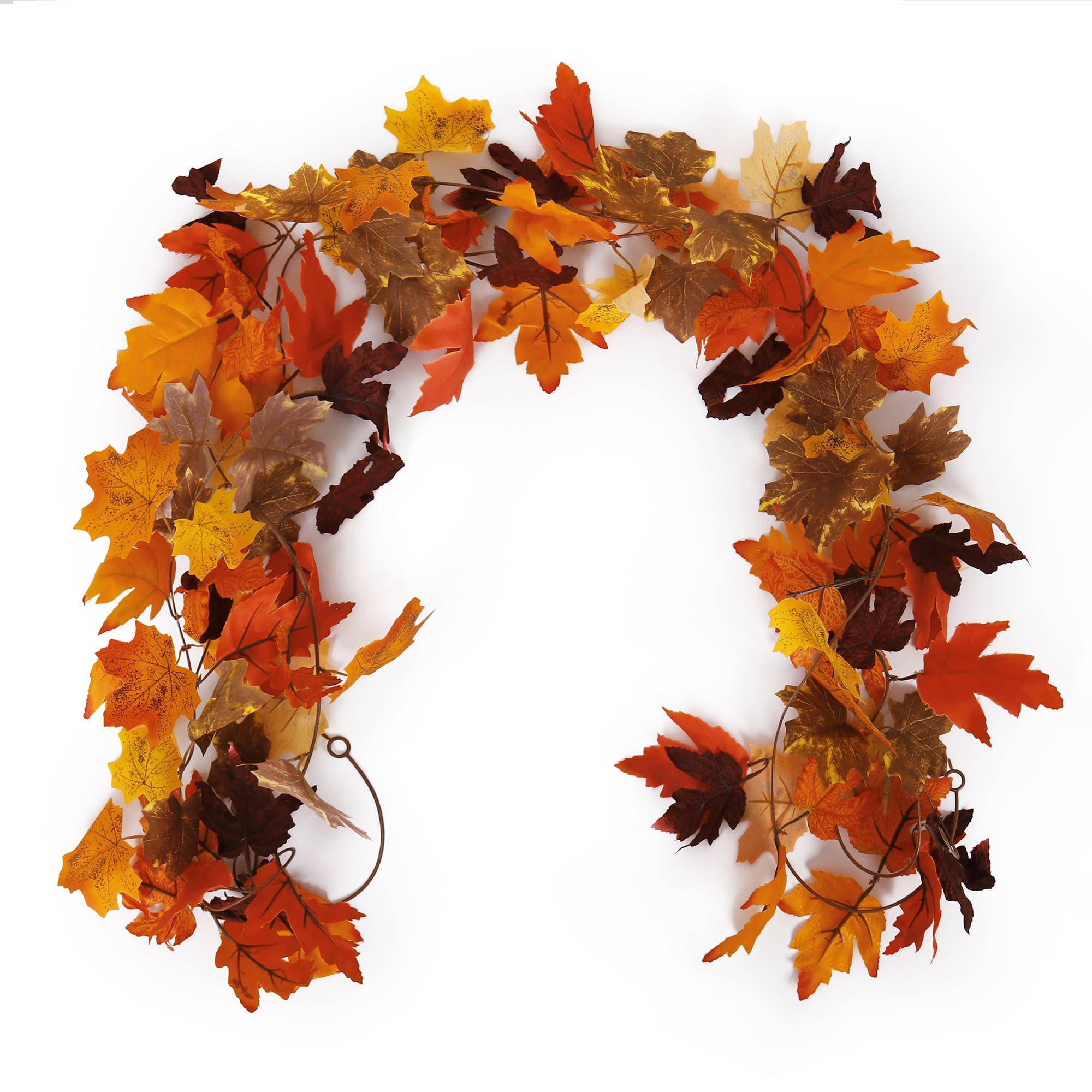 2 Pack Fall Decor Maple Leaves, 6.8 Ft Artificial Maple Leaf Autumn Garland Thanksgiving Decor for Home Indoor Outdoor Autumn Harvest for Home Wedding Fireplace