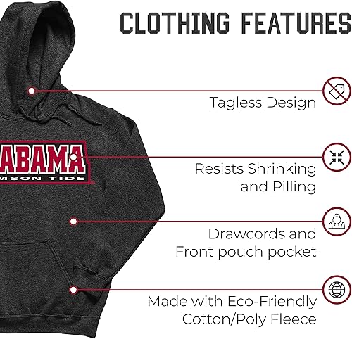 Miniatura 5 de Campus Colors NCAA Adult Cotton Blend Charcoal Hooded Sweatshirt - Made from Ringspun and Versatility