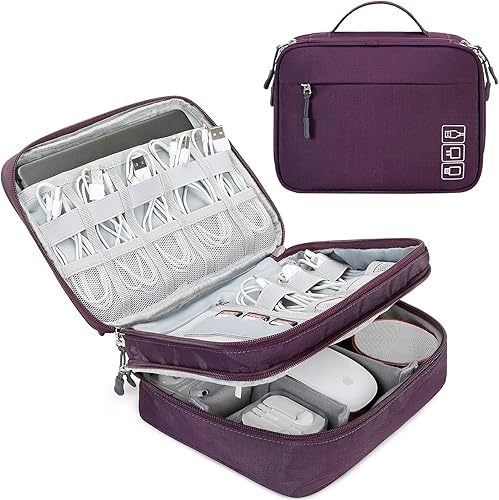 Miniatura 3 de MIRLEWAIY Organizador electrónico, bolsa de almacenamiento de cables de viaje resistente al agua para cargador, cables, banco de energía, disco