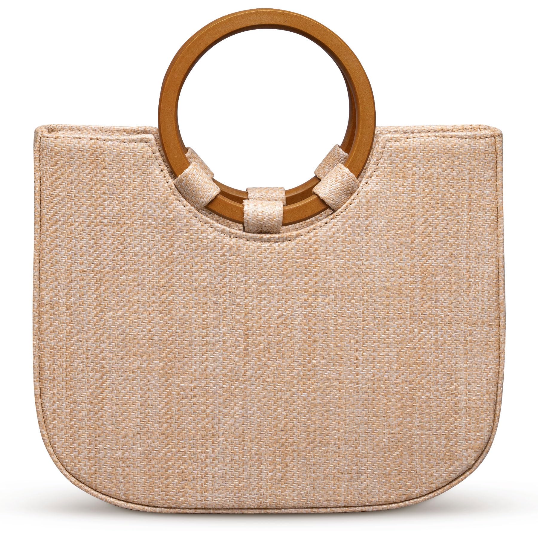 Larcenciel Sac de Plage Femme – Sac Paille Tressé en Fibres Naturelles, Sacs à Main Léger avec Fermeture à Cordon, Pochette et Clutch Femme Chic pour Plage, Mariage, Sortie ou Usage Quotidien
