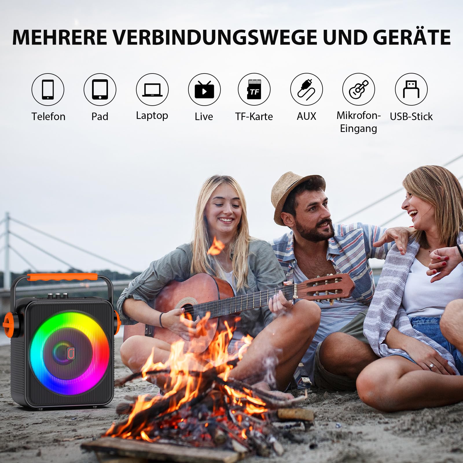JYX Machine Karaoke 2 Micro Sans Fil, Portable Bluetooth 5.3, 120W Enceinte Bluetooth avec Lumière RVB, Puce DSP Cœur, Système Karaoké Idéal pour les Fêtes