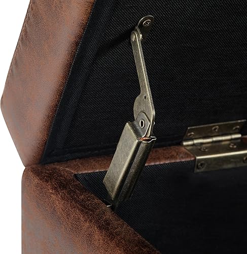 Miniatura 30 de Otomana rectangular de almacenamiento de cuero sintético Simpli Home Avalon., Madera, Gris pizarra Pizarra gris,Crema Satinado,Tanners Marrón,Negro