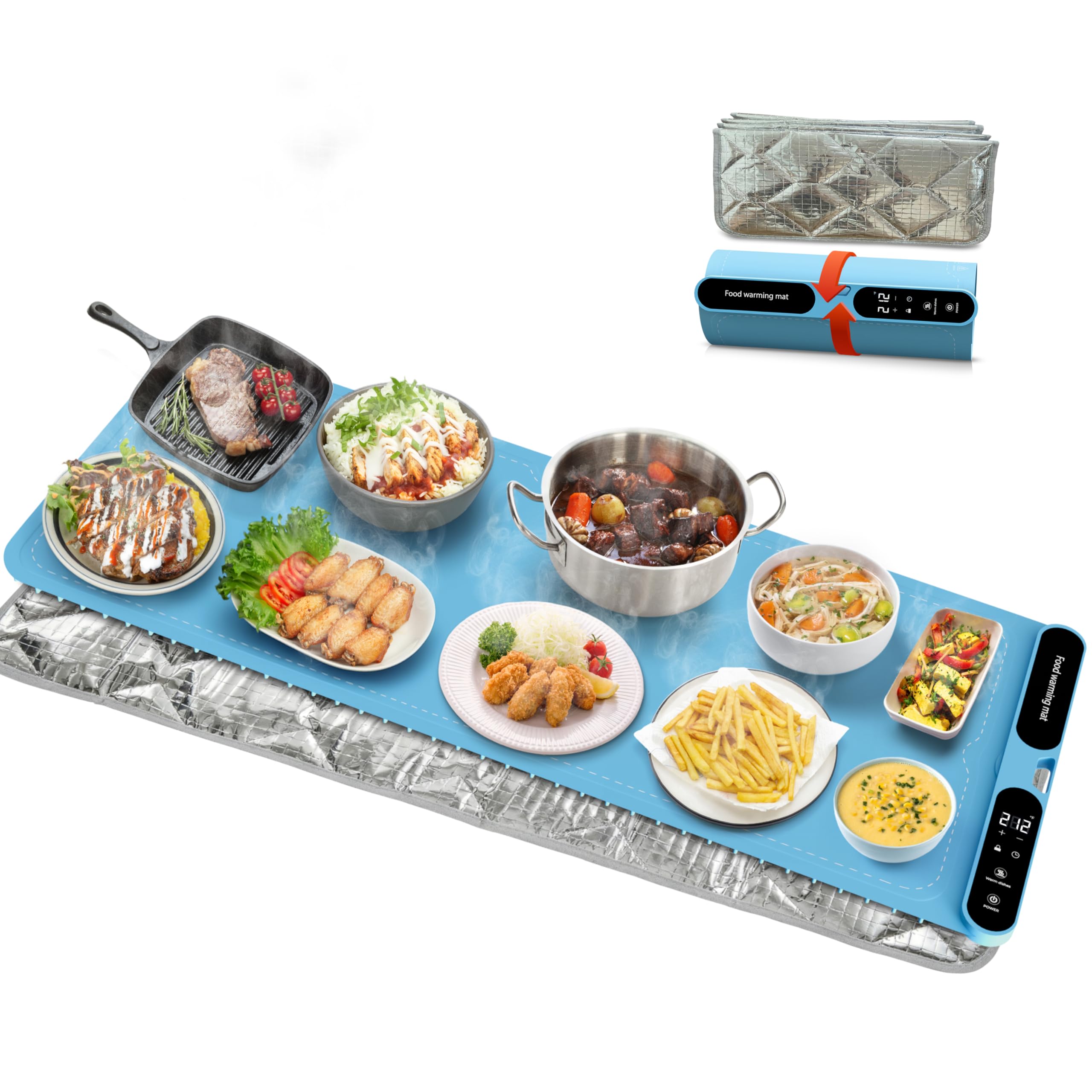 Tapis chauffant électrique XXL silicone alimentaire chauffe plat table 550W