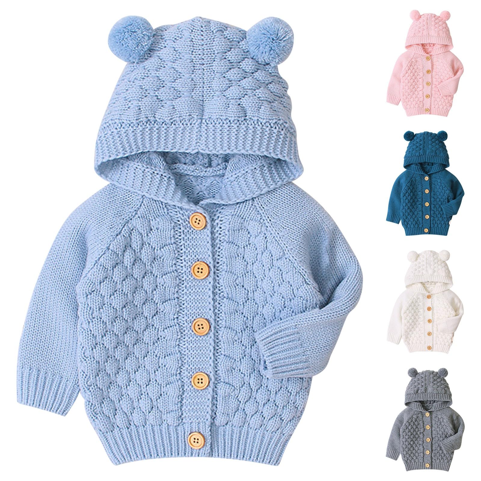 Cárdigan de punto para bebé recién nacido, sudadera con capucha y botones para bebés, trajes de algodón, unisex, conjunto básico de ropa para bebé, leggings y camiseta para niñas