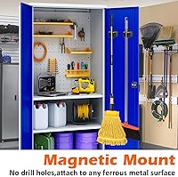 Vista 3 de MUTUACTOR Soporte magnético para escoba resistente, soporte magnético de 12 libras para escoba y trapeador con pinzas de utilidad, 2 soportes