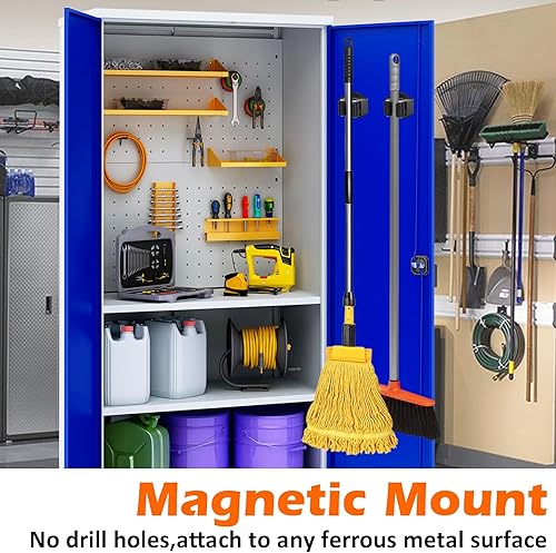 Miniatura 2 de MUTUACTOR Soporte magnético para escoba, 4 piezas de soporte magnético resistente para almacenamiento de herramientas de limpieza, 1.69 pulgadas,