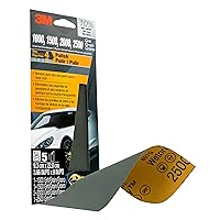 Vista 3 de 3M Papel de lija Wetordry™, 5 hojas, 3-2/3 x 9 pulgadas, granos surtidos (1000 / 1500 / 2000 / 2500), uso para lijado húmedo y seco, papel de lija
