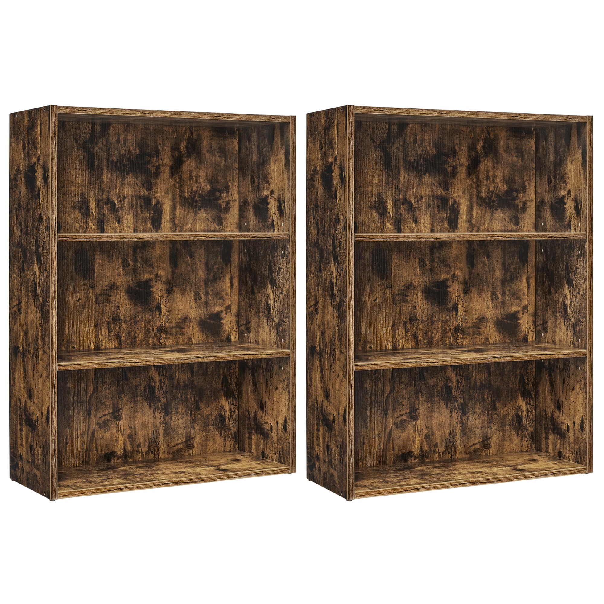VASAGLE Set of 2 Bookshelves, 3-Tier Open, 23.6 Inches Wide