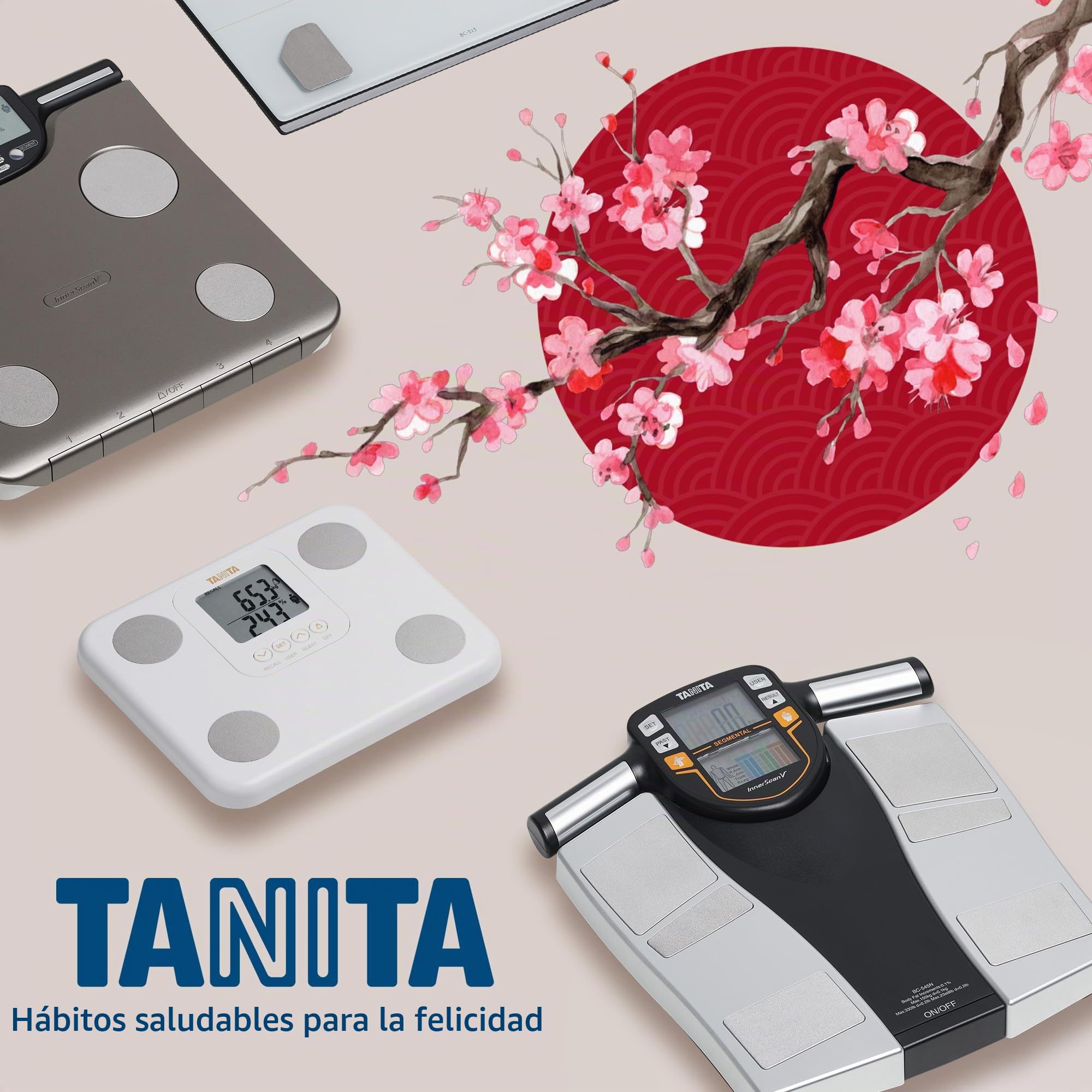 TANITA BC-730 Monitor de composición corporal ligero y compacto con funda de viaje, escaneo interno, pantalla fácil de leer, 9 medidas – negro
