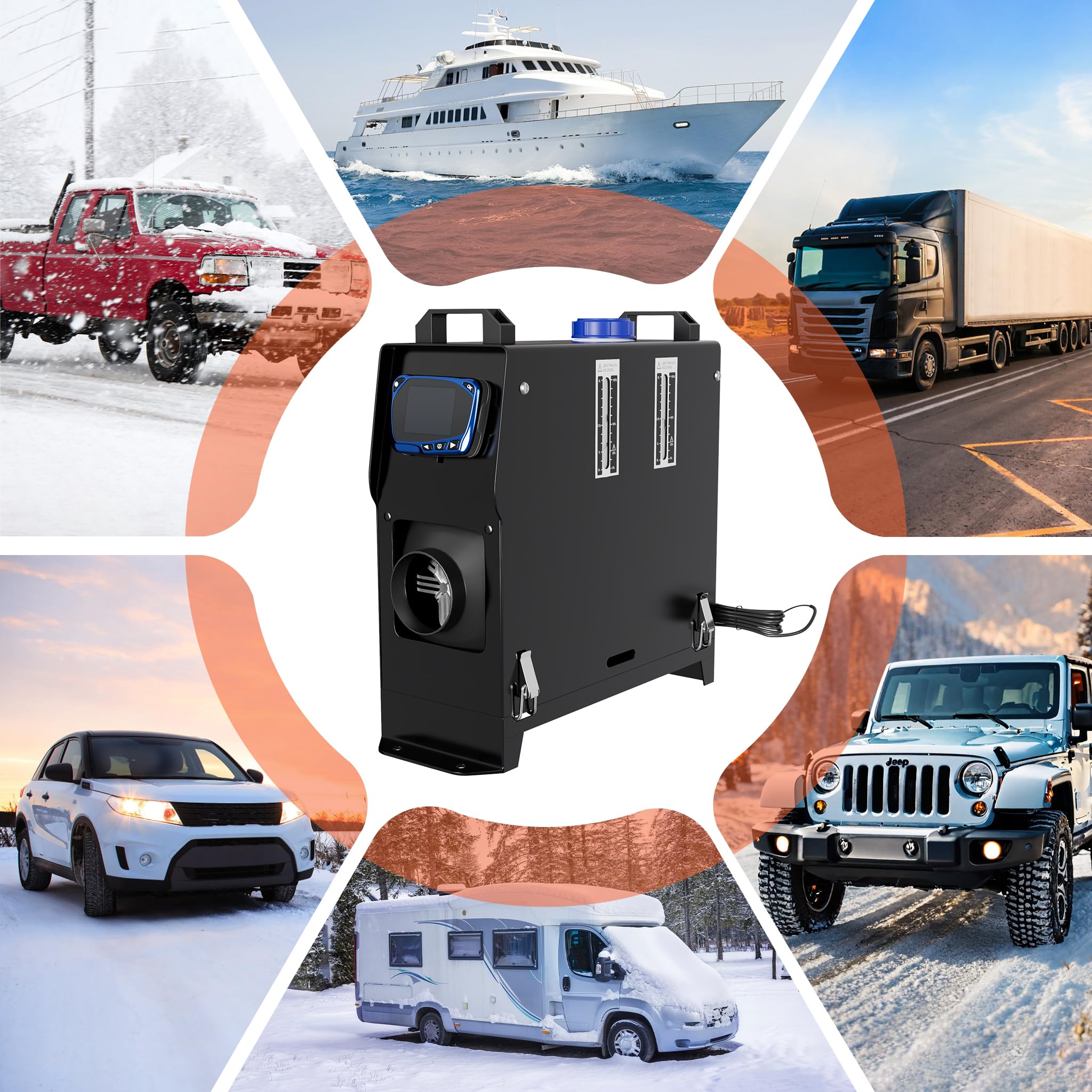 NAIZY Chauffage Diesel 12 V 8 KW Chauffage de Stationnement Diesel avec écran LCD et Télécommande et Interrupteur de Poignée Air Diesel Heater pour Voiture Camion RV Bus (Type A, Noir)