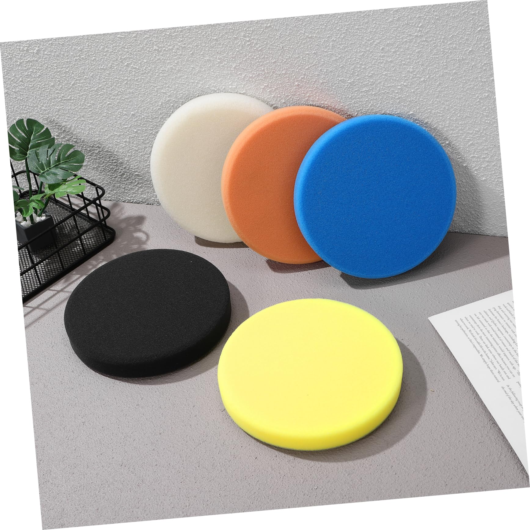 5 Stück Polierpads für Autos Polierschwämme Weiß Gelb Orange Blau und Schwarz Langlebig Vielseitig Kompatibel mit Verschiedenen Maschinen zum Polieren und von Fahrzeugen
