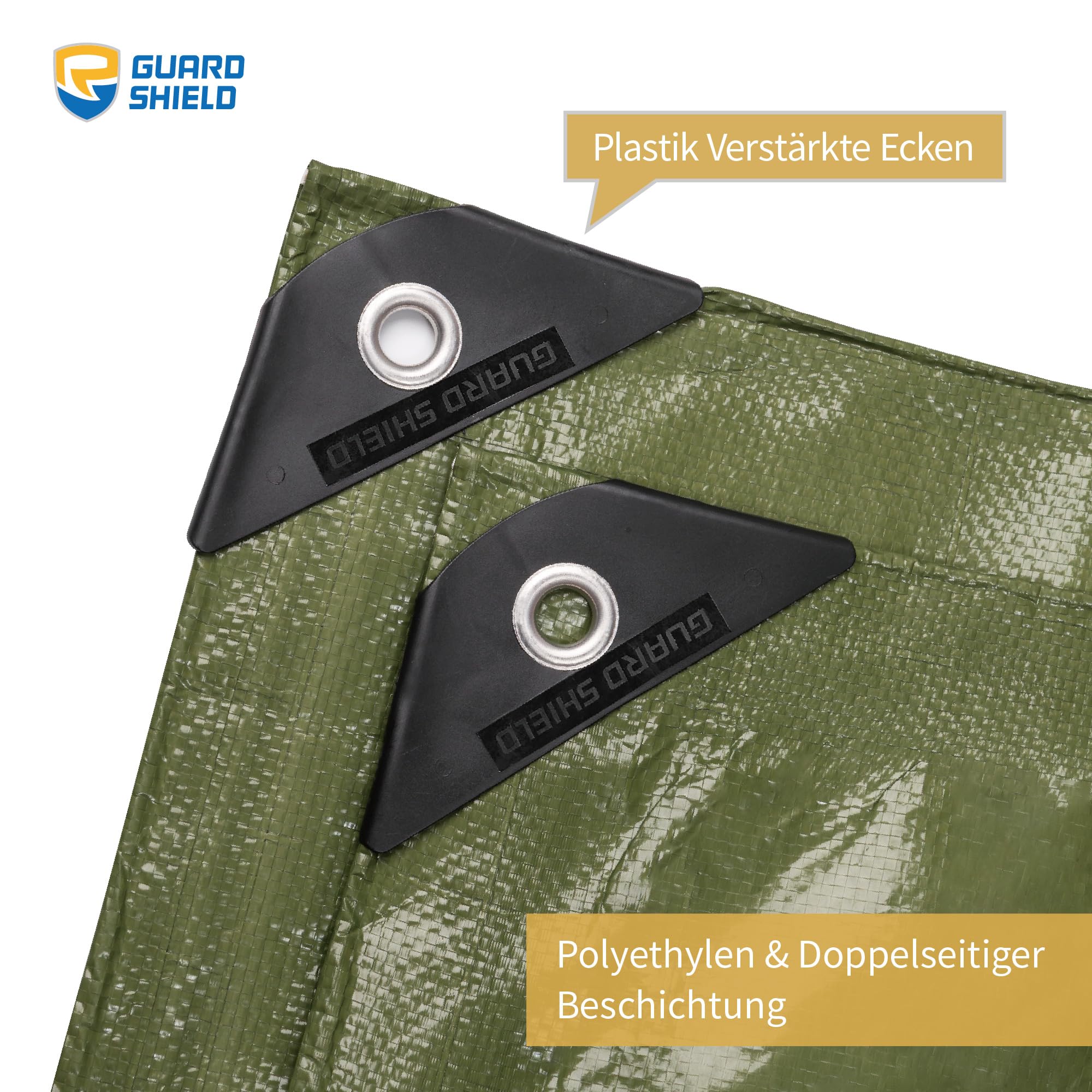 GUARD SHIELD Telone di copertura con occhielli, impermeabile, 3 m x 6 m, verde, multifunzione, in poliestere, 120 g/㎡, in tessuto, multiuso, resistente agli strappi, stabilizzato ai raggi UV