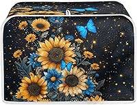 Vista 10 de JEOCODY Cubiertas para horno tostador, funda extragrande para hacer pan de flores azules, se adapta a la mayoría de tostadoras estándar de 2