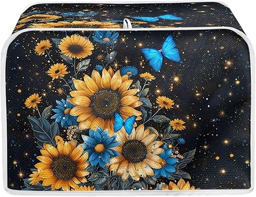 Vista 10 de JEOCODY Cubiertas para horno tostador, funda extragrande para hacer pan de flores azules, se adapta a la mayoría de tostadoras estándar de 2 Colibrí