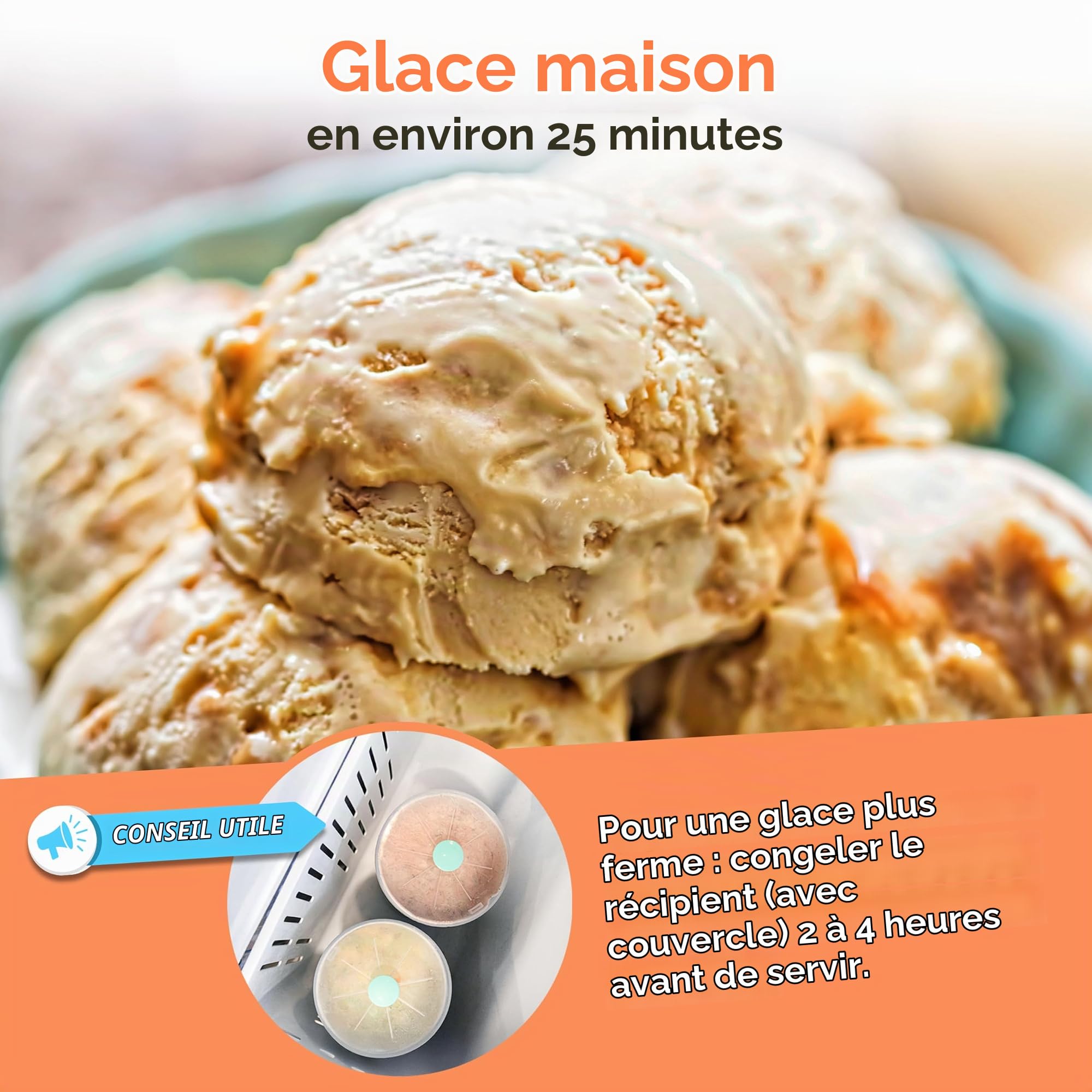 Nostalgia Seau électrique pour crème glacée avec poignée de transport facile, fait 4 litres en quelques minutes, yaourt glacé, gelato, fabriqué à partir de bois véritable