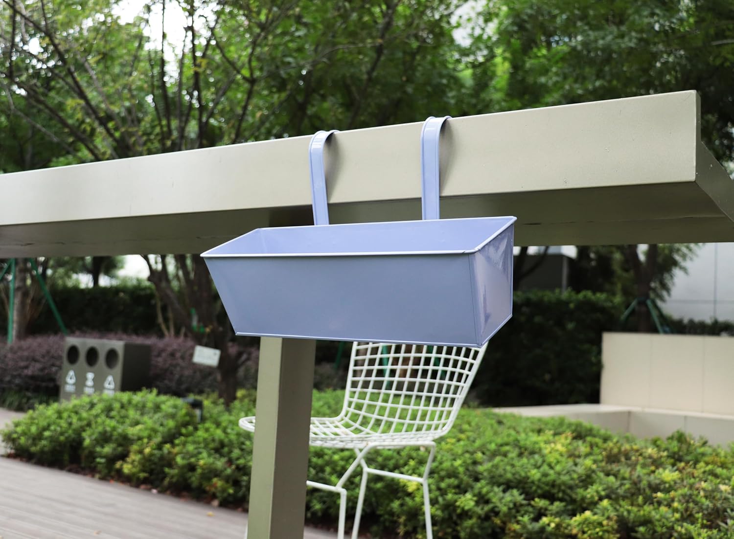 Cornasee 16.3" Purple Hanging Planter for Fence/Balcony/Window, 3-Pack Railing Planters Vintage Flower Pot with Detachable Hooks for Strawberry,Herb,Cactus (Violet)