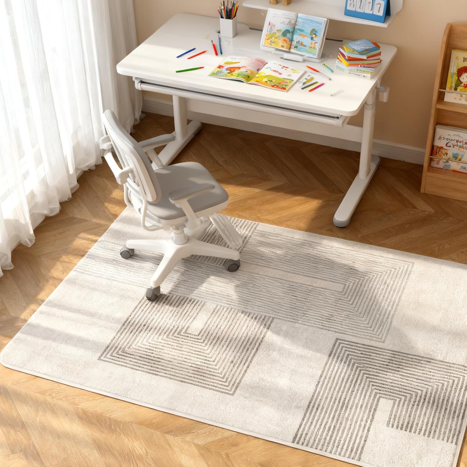 Electric Heated Rug 35x55 inches Soft Plush Heating Carpet Heater Floor Mat with Timer Fast Warm Up for Office, Sofa, Study Room, Playroom, TV Game Room, 120V 450W 3x4.6Ft SD