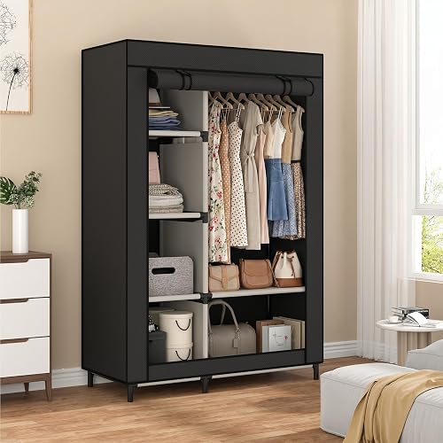 Calmootey Portable Closet Organizers, Clothing Storage, Wardrobe with 6 Shelves