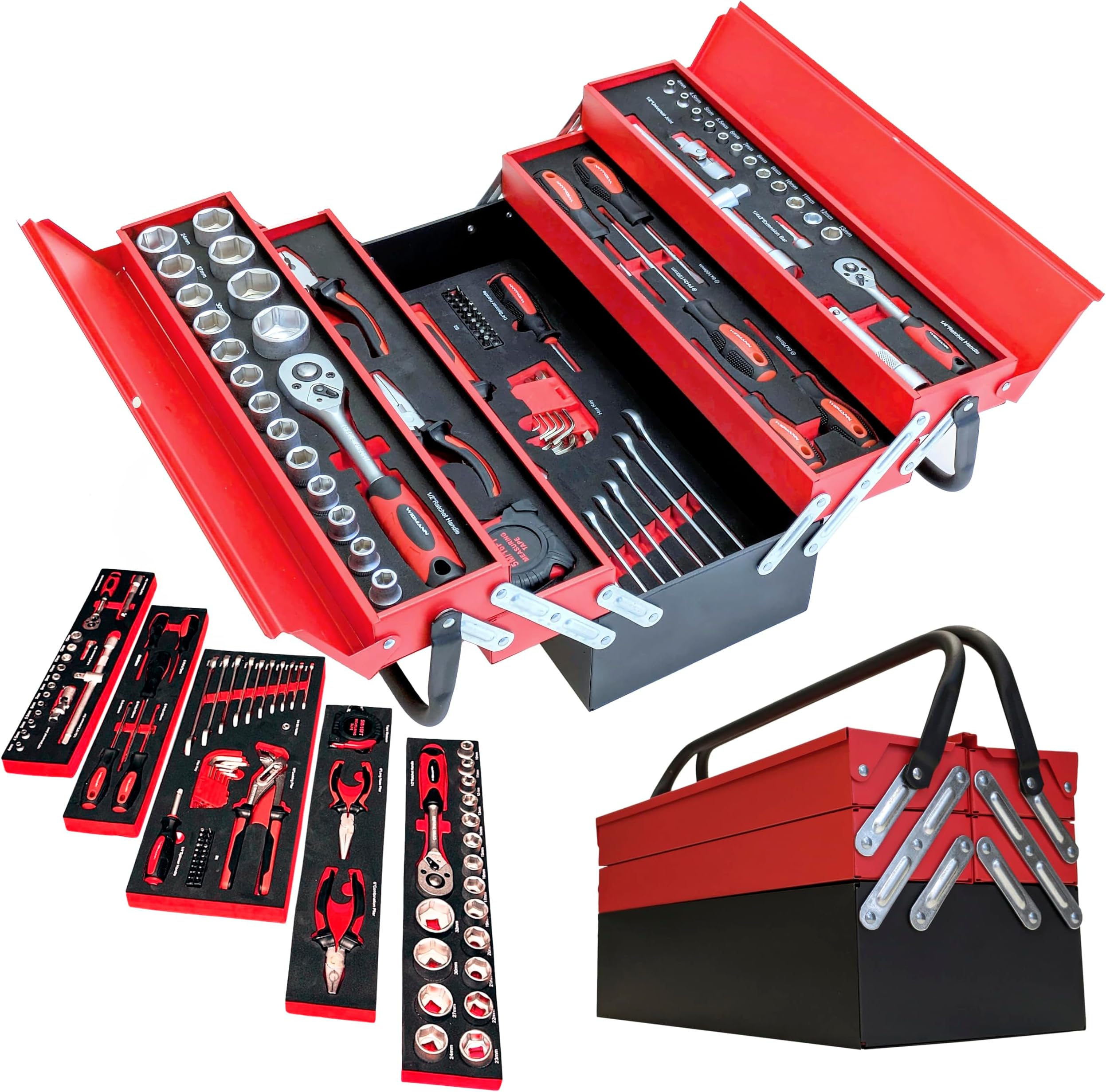 Widmann Hand Tool Set in Steel Cantilever Toolbox Tool Kit in Metal ...