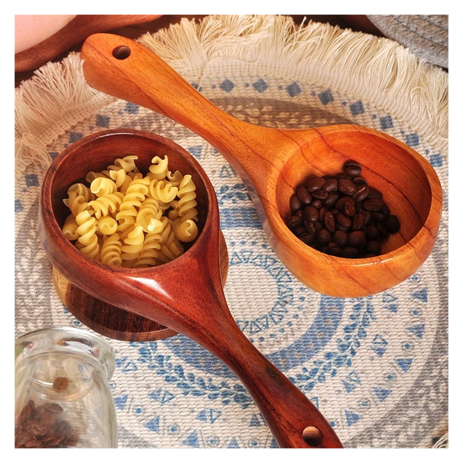 Lot de 2 cuillères à ramen en bois, style japonais, louche à soupe à manche court, accessoires de cuisine pour bouillon et cuillère à eau
