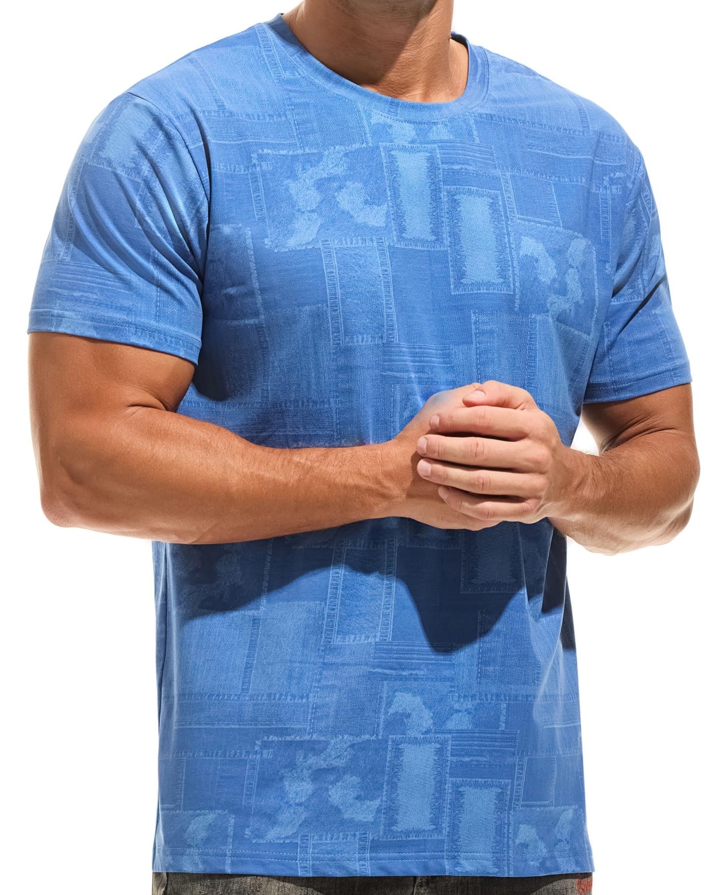 YINGDA Herren Druck-T-Shirt | Vorverzogene Knittern T-Shirts mit mittlerer Elastizität