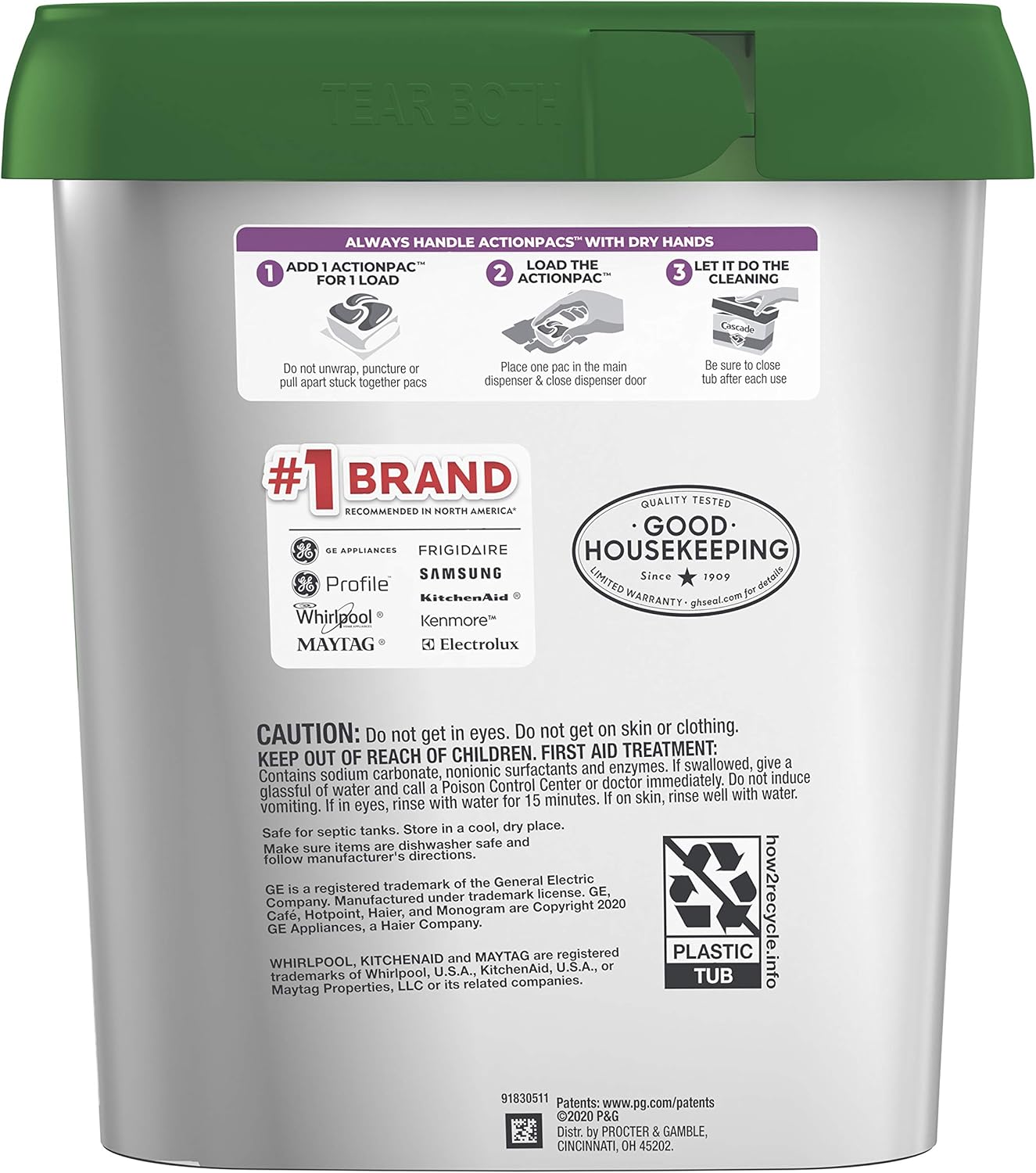 Cascade Platinum Dishwasher Pods, Actionpacs Dishwasher Detergent with Dishwasher Cleaner Action, Fresh Scent, 62 Count : Health & Household
