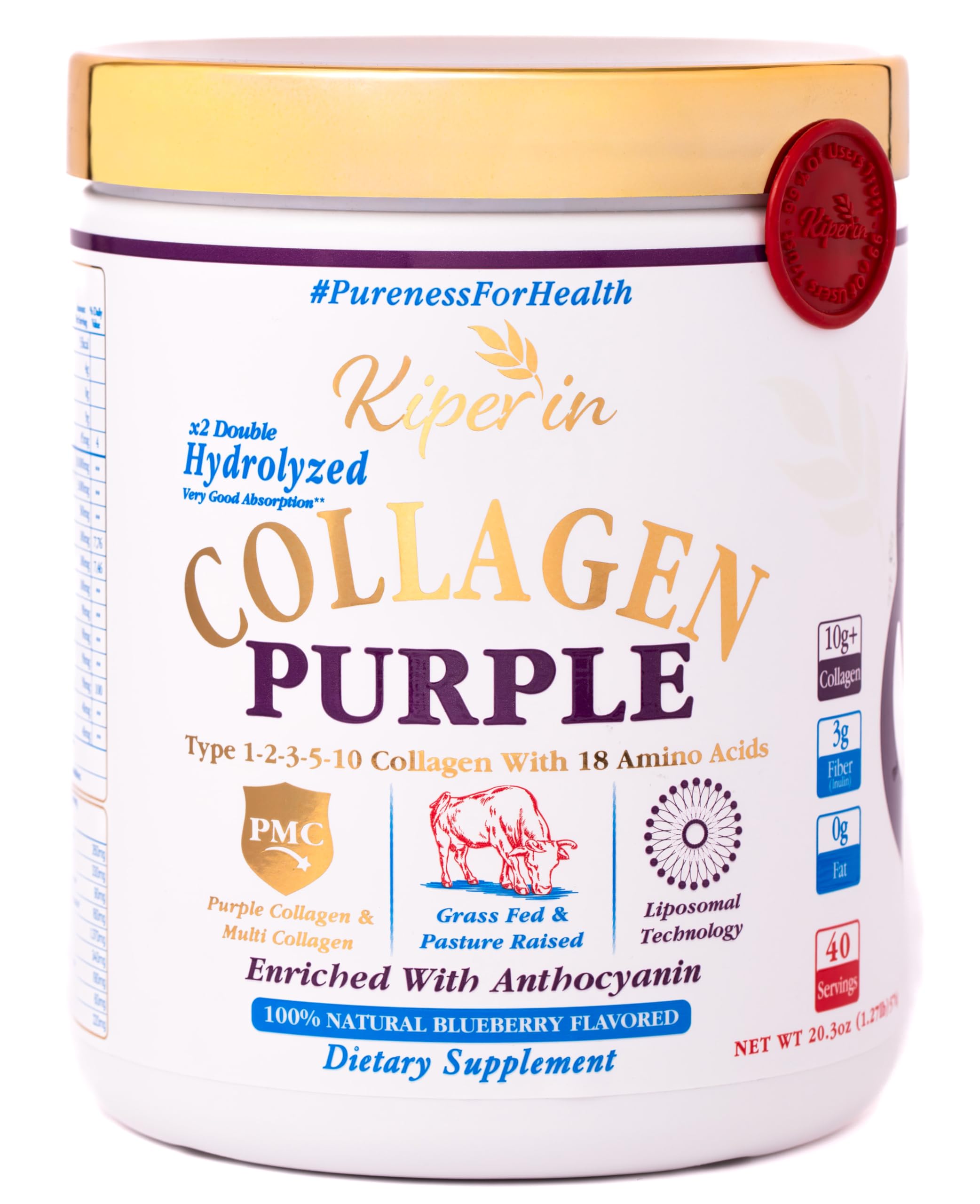 Purple Multi Collagen Peptides Protein Powder Clinically Proven Liposomal Technology Anthocyanins Advanced with 18 Amino Acids High Absorption